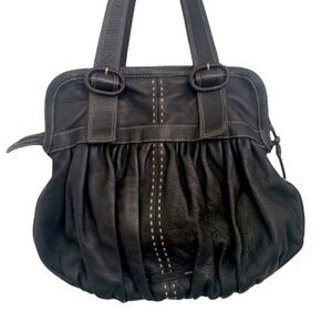 Cole Haan Large Pebbled Leather Hobo Bag – Chocolate Brown Shoulder Tote